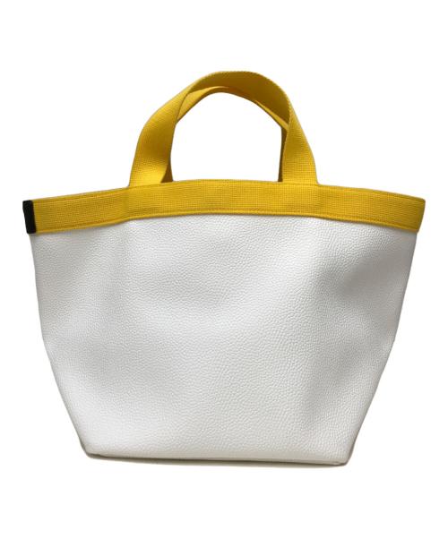 Herve Chapelier（エルベシャプリエ）Herve Chapelier (エルベシャプリエ) リュクス舟型 ハンドバッグ レザー バッグ M ホワイト×イエローの古着・服飾アイテム