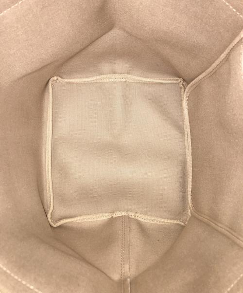 Herve Chapelier（エルベシャプリエ）Herve Chapelier (エルベシャプリエ) リュクス舟型 ハンドバッグ レザー バッグ M ホワイト×イエローの古着・服飾アイテム