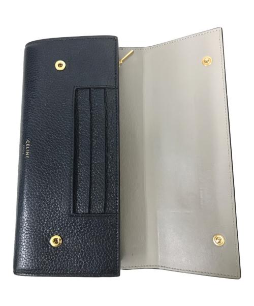 CELINE（セリーヌ）CELINE (セリーヌ) ラージフラップウォレット ネイビーの古着・服飾アイテム