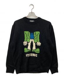 Hysteric Glamour（ヒステリックグラマー）の古着「NAKED FACE編込 セーター」｜ブラック