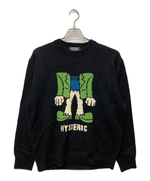 Hysteric Glamour（ヒステリックグラマー）Hysteric Glamour (ヒステリックグラマー) NAKED FACE編込 セーター ブラック サイズ:Mの古着・服飾アイテム