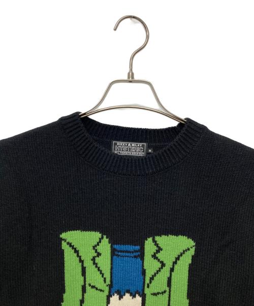 Hysteric Glamour（ヒステリックグラマー）Hysteric Glamour (ヒステリックグラマー) NAKED FACE編込 セーター ブラック サイズ:Mの古着・服飾アイテム
