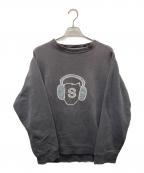 stussyステューシー）の古着「ヘッドホン刺繍スウェット」｜ブラック