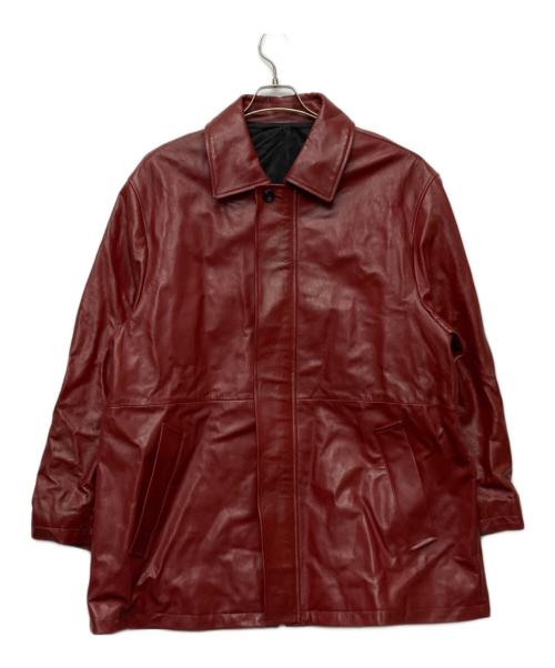stein（シュタイン）stein (シュタイン) LEATHER ZIP JACKET レッド サイズ:Ｍの古着・服飾アイテム