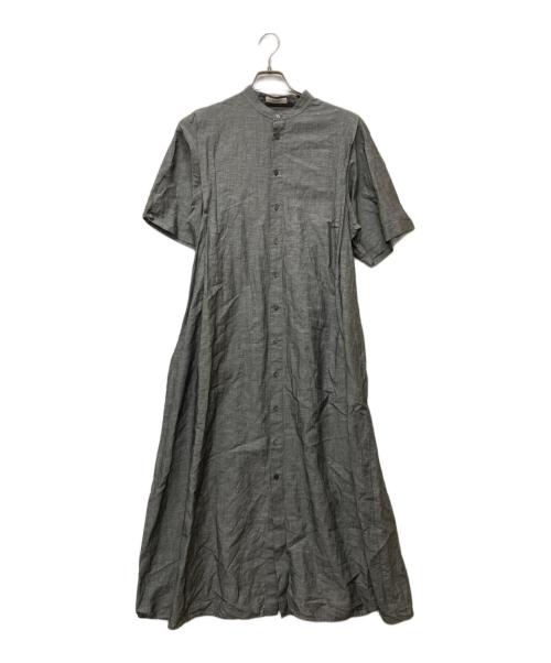 MACPHEE（マカフィー）MACPHEE (マカフィー) コットンリネンソリッド スタンドカラーシャツワンピース グレー サイズ:SIZE 36の古着・服飾アイテム