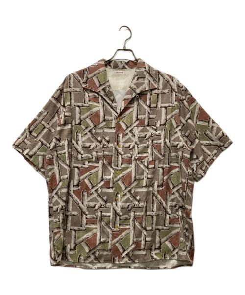 NICENESS（ナイスネス）NICENESS (ナイスネス) BEAN プリンテッドシルクネルシャツ ブラウン サイズ:SIZE Lの古着・服飾アイテム