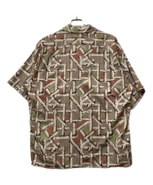 NICENESS（ナイスネス）NICENESS (ナイスネス) BEAN プリンテッドシルクネルシャツ ブラウン サイズ:SIZE Lの古着・服飾アイテム
