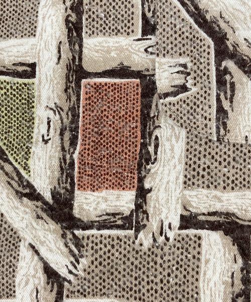 NICENESS（ナイスネス）NICENESS (ナイスネス) BEAN プリンテッドシルクネルシャツ ブラウン サイズ:SIZE Lの古着・服飾アイテム