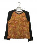 COMME des GARCONS HOMME PLUSコムデギャルソンオムプリュス）の古着「アーカイブ総柄長袖カットソー」｜オレンジ×ブラック