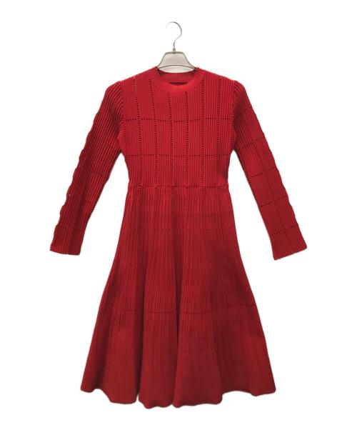 CELFORD（セルフォード）CELFORD (セルフォード) ニットフレアワンピース レッド サイズ:36の古着・服飾アイテム