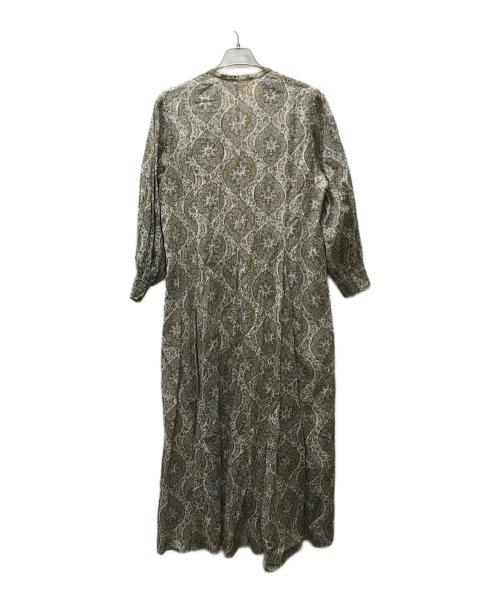 ne quittez pas（ヌキテパ）ne quittez pas (ヌキテパ) コットンボイル アラベスクプリント ワンピース グレー×グリーン サイズ:Ｍの古着・服飾アイテム