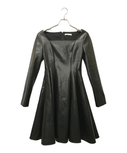 ADEAM（アディアム）ADEAM (アディアム) スクエアネックエコレザーワンピース ブラック サイズ:SIZE 2の古着・服飾アイテム