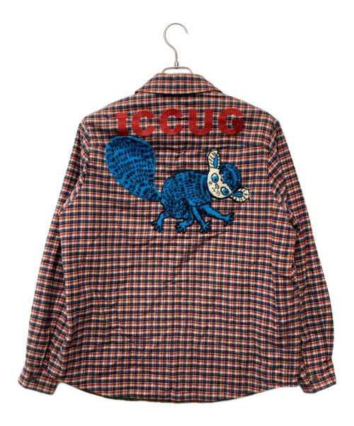 GUCCI（グッチ）GUCCI (グッチ) Freya Hartas (フレイヤ ハルタス) チェック キルティングジャケット/660434 ZAHBZ レッド×カーキ サイズ:44の古着・服飾アイテム