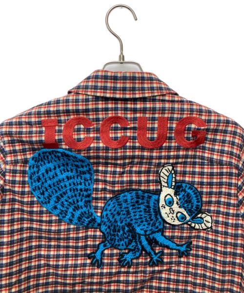 GUCCI（グッチ）GUCCI (グッチ) Freya Hartas (フレイヤ ハルタス) チェック キルティングジャケット/660434 ZAHBZ レッド×カーキ サイズ:44の古着・服飾アイテム