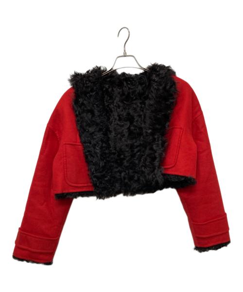 VALENTINO（ヴァレンティノ）VALENTINO (ヴァレンティノ) ラムファークロップドジャケット/QF3FB500CKF レッド サイズ:40の古着・服飾アイテム