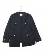 23区ニジュウサンク）の古着「ノーカラーツイードジャケット」｜ネイビー