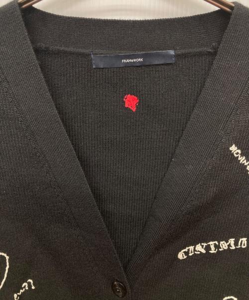 FRAMeWORK（フレームワーク）FRAMeWORK (フレームワーク) ハンド刺繍ラブカーディガン ブラック サイズ:-の古着・服飾アイテム