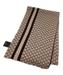 GUCCI（グッチ）の古着「GGストライプウールニットマフラー」｜ブラウン