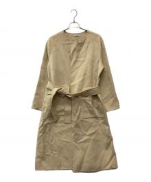 FEMMENT（ファモン）の古着「ウールカシミヤシルクリバーノーラペルコート」｜ベージュ