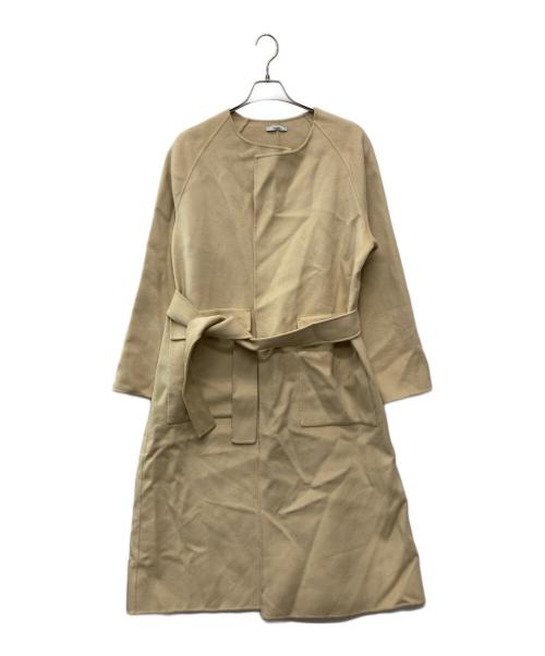 FEMMENT（ファモン）FEMMENT (ファモン) ウールカシミヤシルクリバーノーラペルコート ベージュ サイズ:1の古着・服飾アイテム