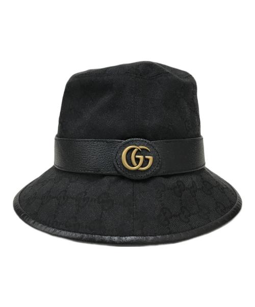 GUCCI（グッチ）GUCCI (グッチ) GGキャンバス フェドラハット ブラック サイズ:Mの古着・服飾アイテム