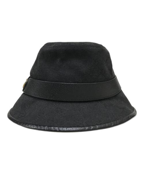GUCCI（グッチ）GUCCI (グッチ) GGキャンバス フェドラハット ブラック サイズ:Mの古着・服飾アイテム