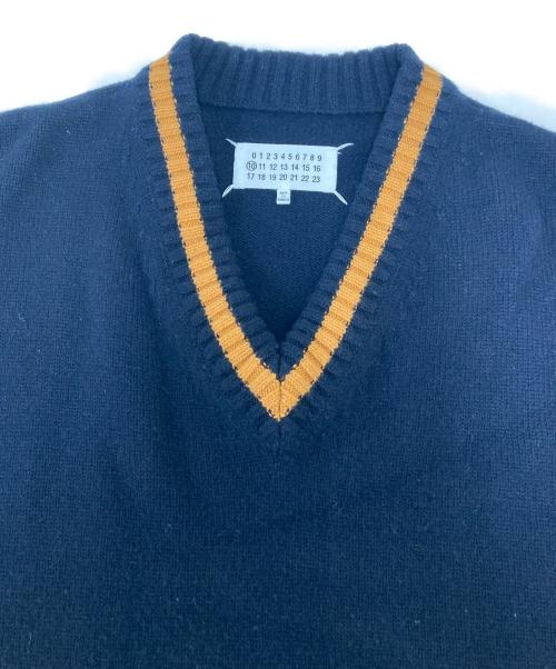 Maison Margiela（メゾンマルジェラ）Maison Margiela (メゾンマルジェラ) ウールミドルゲージチルデンニット ネイビー サイズ:Ⅿの古着・服飾アイテム