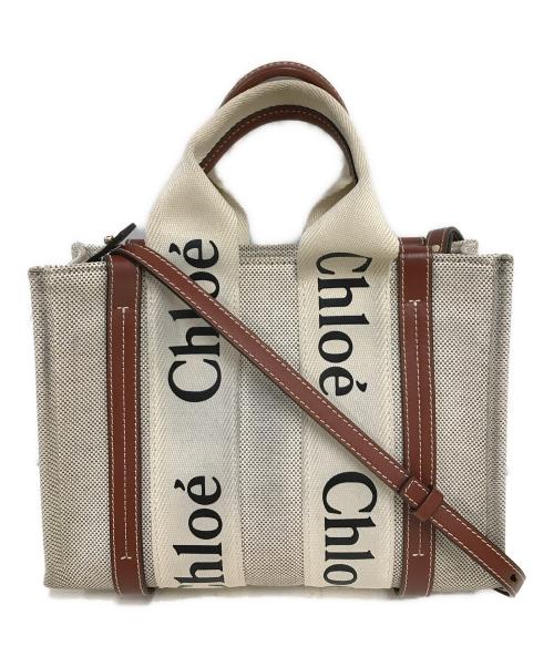 Chloe（クロエ）Chloe (クロエ) 2way Woody スモールショルダーバッグ ブラウン×ベージュの古着・服飾アイテム