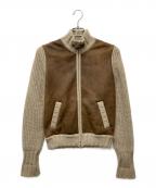 GRAN SASSOグランサッソ）の古着「フェイクレザーコンビニットブルゾン」｜ブラウン