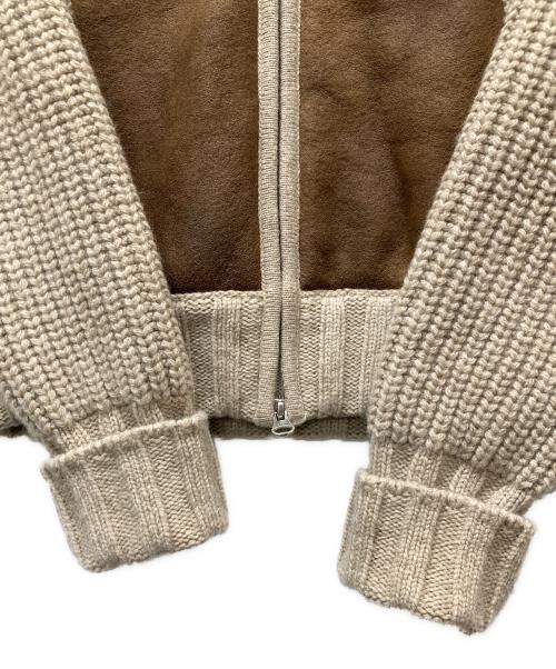 GRAN SASSO（グランサッソ）GRAN SASSO (グランサッソ) フェイクレザーコンビニットブルゾン ブラウン サイズ:44の古着・服飾アイテム