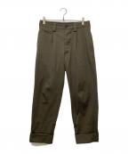 MARGARET HOWELLマーガレットハウエル）の古着「ウールコットンギャバスラックスパンツ」｜カーキ
