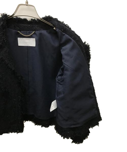 NOLLEY'S sophi（ノーリーズソフィー）NOLLEY'S sophi (ノーリーズソフィー) フラッグツイードノーカラージャケット ブラック サイズ:36の古着・服飾アイテム