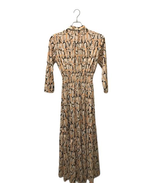 CORCOVADO（コルコバード）CORCOVADO (コルコバード) ウエストギャザーボウタイ総柄ワンピース オレンジ サイズ:38の古着・服飾アイテム