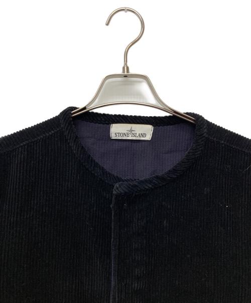 STONE ISLAND（ストーンアイランド）STONE ISLAND (ストーンアイランド) ノーカラーコーデュロイジャケット ブラック サイズ:Sの古着・服飾アイテム
