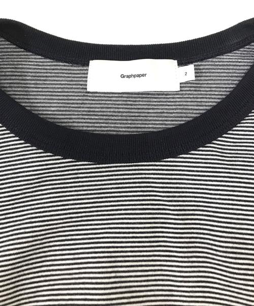 Graphpaper（グラフペーパー）Graphpaper (グラフペーパー) コットン ボーダー ショートスリーブ Tシャツ ネイビー サイズ:2の古着・服飾アイテム