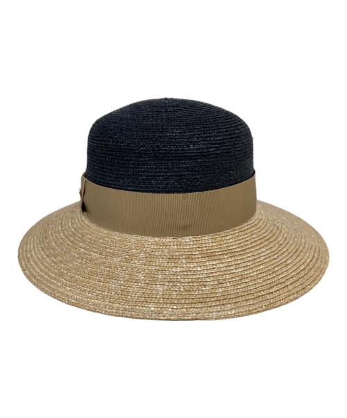 Chapeaud’O（シャポードオー）Chapeaud’O (シャポードオー) ストローハット ブラック×ベージュ サイズ:57.5cmの古着・服飾アイテム