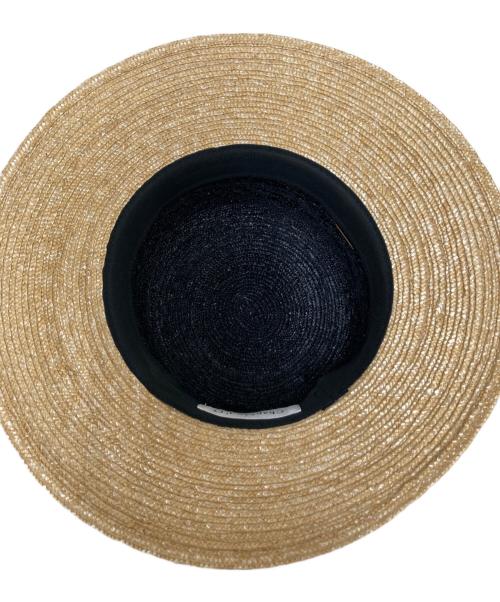 Chapeaud’O（シャポードオー）Chapeaud’O (シャポードオー) ストローハット ブラック×ベージュ サイズ:57.5cmの古着・服飾アイテム