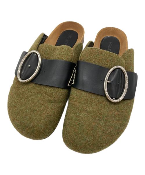 J.W.ANDERSON（ジェイダブリューアンダーソン）J.W.ANDERSON (ジェイダブリューアンダーソン) フェルトローファー グリーン サイズ:41の古着・服飾アイテム