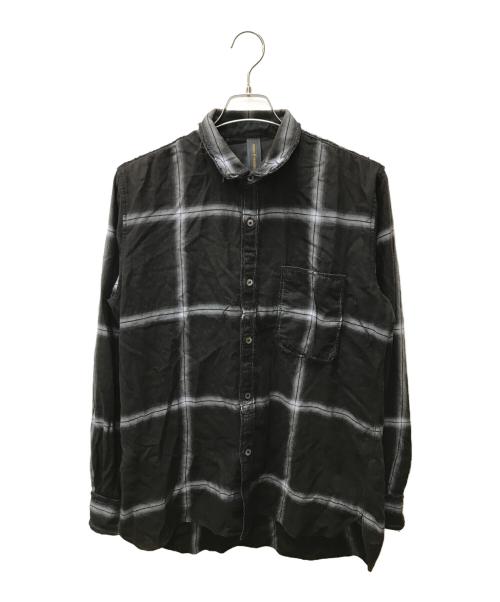MIHARA YASUHIRO（ミハラヤスヒロ）MIHARA YASUHIRO (ミハラヤスヒロ) USED加工チェックシャツ ブラック サイズ:50の古着・服飾アイテム