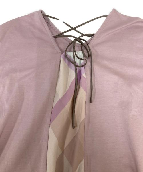 BLUE LABEL CRESTBRIDGE（ブルーレーベルクレストブリッジ）BLUE LABEL CRESTBRIDGE (ブルーレーベルクレストブリッジ) コンパクトクリアーポンチAラインワンピース ピンク サイズ:SIZE 38の古着・服飾アイテム