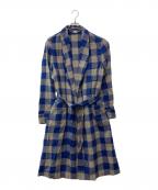 GUCCIグッチ）の古着「ブロックチェック ガウン コート」｜ブルー×ベージュ
