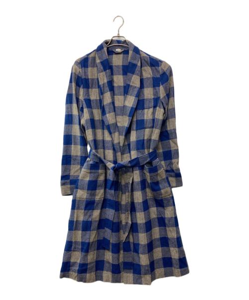 GUCCI（グッチ）GUCCI (グッチ) ブロックチェック ガウン コート ブルー×ベージュ サイズ:48の古着・服飾アイテム