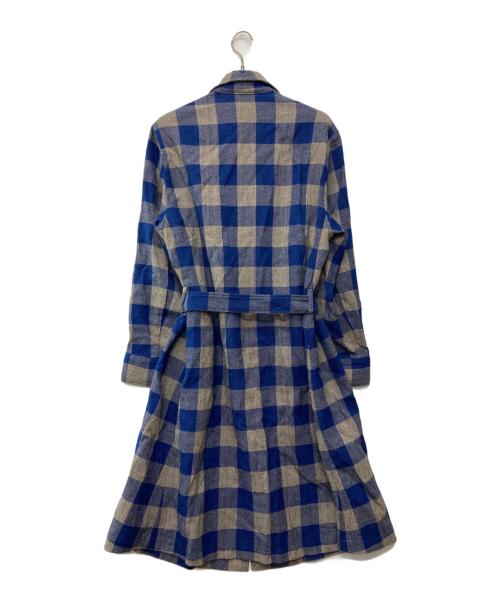 GUCCI（グッチ）GUCCI (グッチ) ブロックチェック ガウン コート ブルー×ベージュ サイズ:48の古着・服飾アイテム