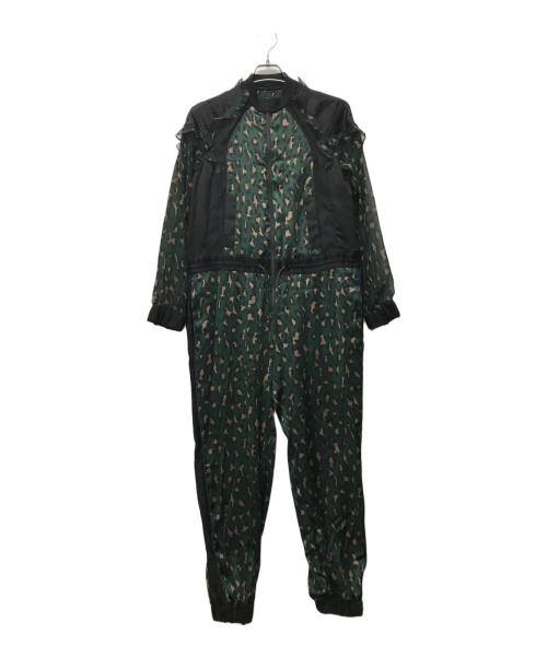 sacai（サカイ）sacai (サカイ) レオパード柄ジャンプスーツ グリーン サイズ:2の古着・服飾アイテム