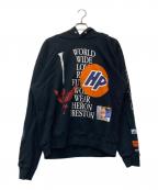 HERON PRESTONヘロンプレストン）の古着「プランコラージュプリントプルオーバーパーカー」｜ブラック
