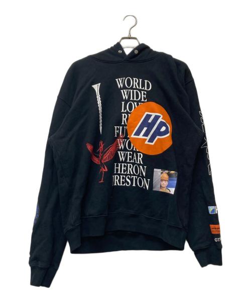 HERON PRESTON（ヘロンプレストン）HERON PRESTON (ヘロンプレストン) プランコラージュプリントプルオーバーパーカー ブラック サイズ:Ｍの古着・服飾アイテム