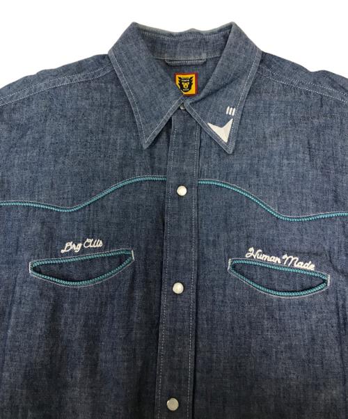 HUMAN MADE（ヒューマンメイド）HUMAN MADE (ヒューマンメイド) ダックデザイン ウエスタンシャツ インディゴ サイズ:Ｌの古着・服飾アイテム