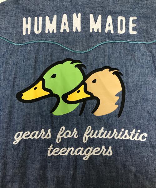 HUMAN MADE（ヒューマンメイド）HUMAN MADE (ヒューマンメイド) ダックデザイン ウエスタンシャツ インディゴ サイズ:Ｌの古着・服飾アイテム