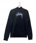 stussyステューシー）の古着「刺繍ロゴパーカー」｜ブラック
