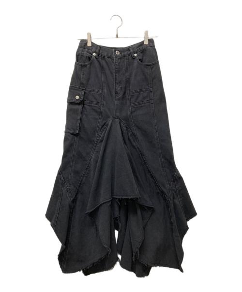 PRANK PROJECT（プランクプロジェクト）PRANK PROJECT (プランクプロジェクト) Wavy Hem Denim Skirt ブラック サイズ:38の古着・服飾アイテム